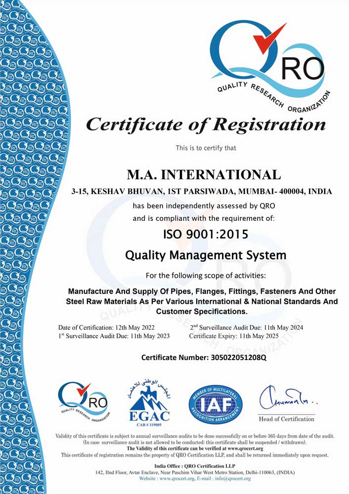 M.A. International certificate